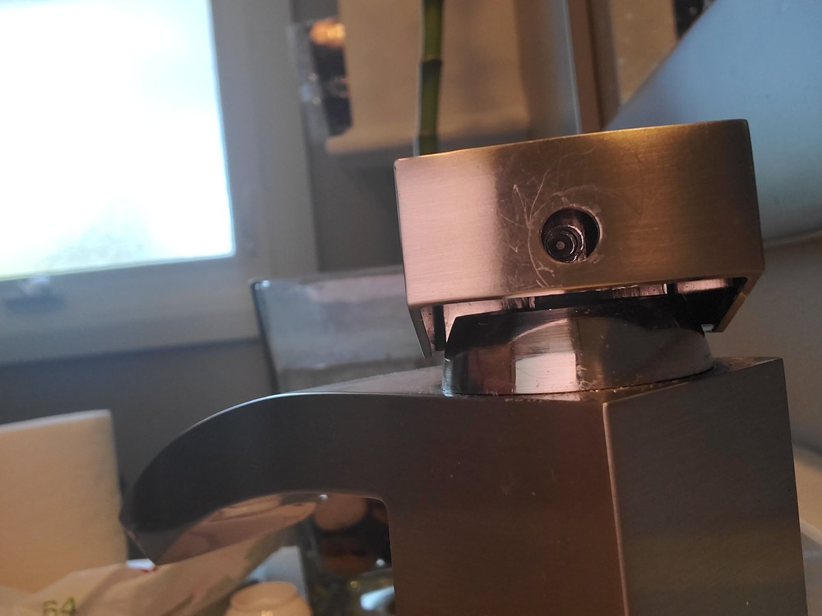jslims's tweet photo. @kubebath trying to fix my Aqua Balzo faucet which is already leaking after 1 year installed. Manufacturer sent me cartridge to replace but I can't get the handle off. Help please. https://t.co/QzNGxaXCqo