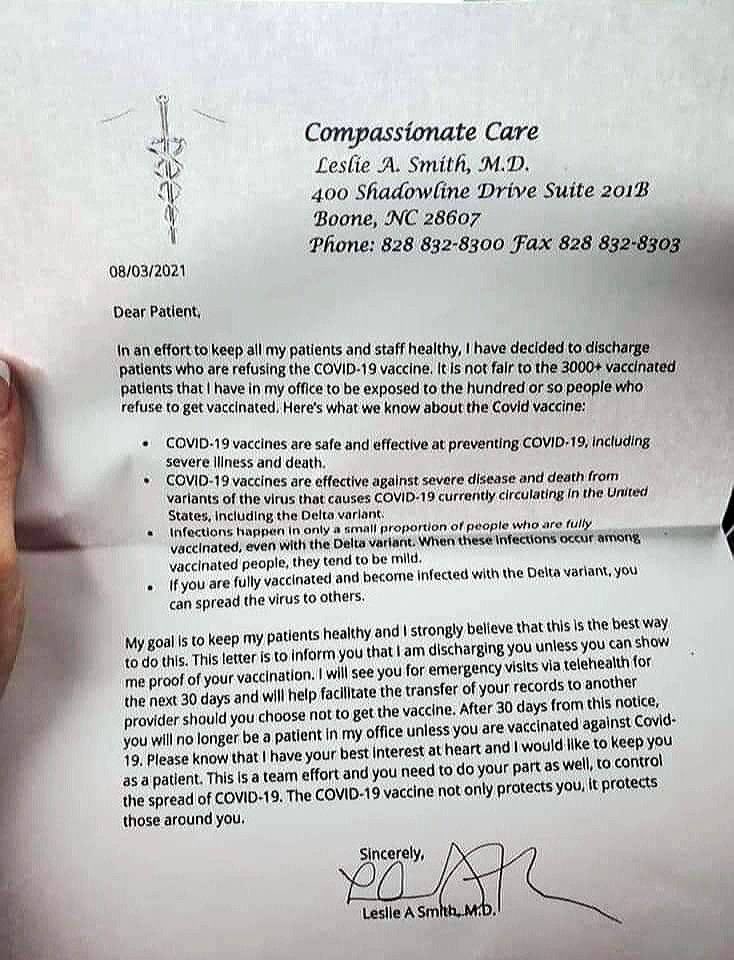 Suzy_1776's tweet image. Here is a doctor who is discharging all patients who are not vaccinated.

Compassionate Care??