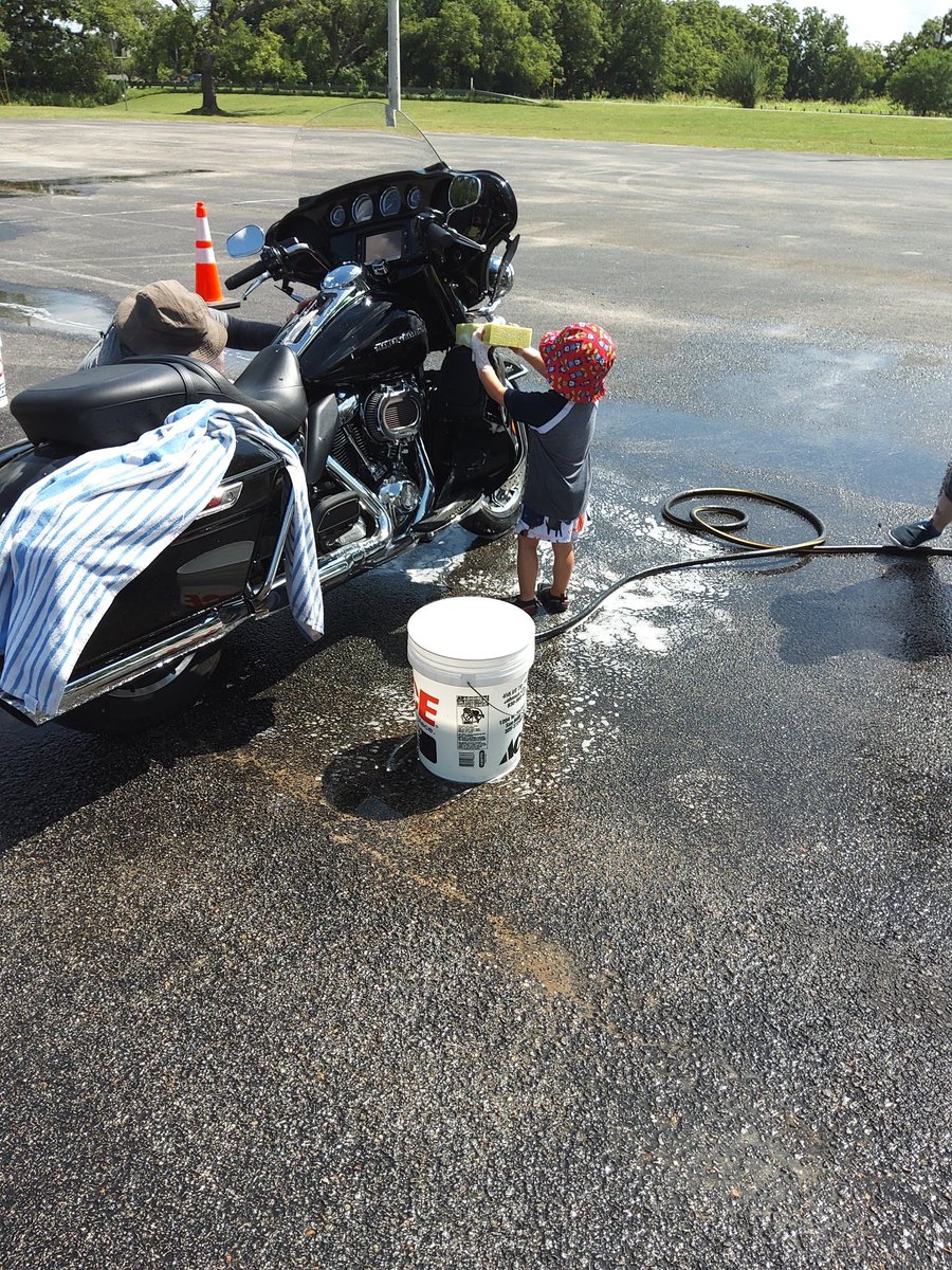 When it comes to washing a harley they called out the boss.