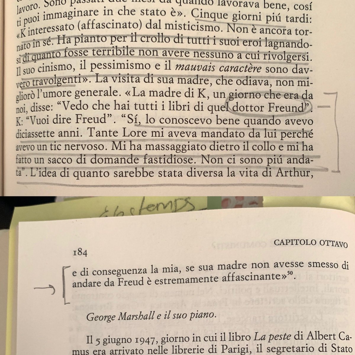 lo scrittore Arthur Koestler odiava sua madre, ex paziente del ‘dottor Freund’. qui la sua compagna Mamaine Paget scrive alla gemella: pensa se mia suocera avesse continuato l’analisi. sorrido. ❤️ (prendo sempre da Rive gauche, Poirier, trad. <a href="/andrea_sirotti/">andrea sirotti</a>, <a href="/Einaudieditore/">Einaudi editore</a>)