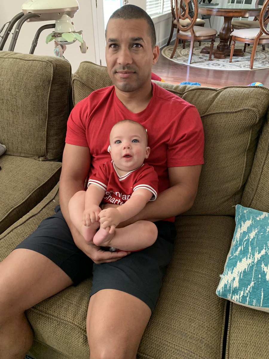 KatieODonnellFh's tweet photo. Saturdays always start with the footy, but better when the reds are on! First of many seasons for this little guy! #MyPLMorning #nochoicebutliverpool #bornaRED #futurered https://t.co/DF56mRFIt1
