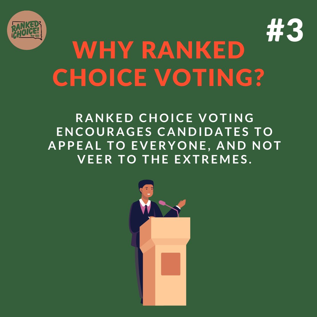 sd4rcv's tweet photo. Wondering #whyRCV 🗳️?

#rcv encourages candidates to appeal to everyone, not just base voters. To be elected, they will appeal to broad voter sentiment, not that of the extremes.

Doesn't that sound like change you can get behind? If so, go to the link in the bio to get involved! https://t.co/xbyNVfn1u7