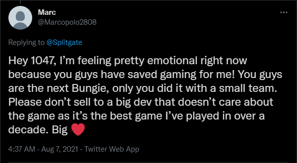 Splitgate's tweet photo. This isn't about 1 game.

Our mission is to help bring back the genre we grew up on and show new gamers what they’ve been missing. Quake, Halo, UT have a special place in our hearts and Splitgate is an homage to them all.

Will you help us complete our mission?

#NotJustAGame https://t.co/MRMc5Q46X3