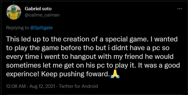 Splitgate's tweet photo. This isn't about 1 game.

Our mission is to help bring back the genre we grew up on and show new gamers what they’ve been missing. Quake, Halo, UT have a special place in our hearts and Splitgate is an homage to them all.

Will you help us complete our mission?

#NotJustAGame https://t.co/MRMc5Q46X3