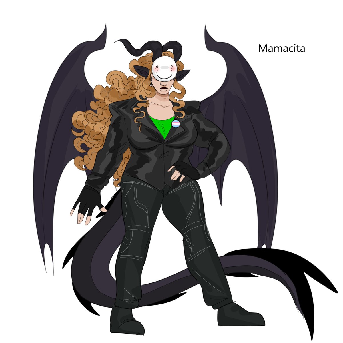 Mamacita design! Inspired partly by andy @lmanwife 's biker mamacita concept. she's an ender dragon hybrid and she's trans cause I say so

#mamacitafanart #mamacita #mexicandreamfanart 