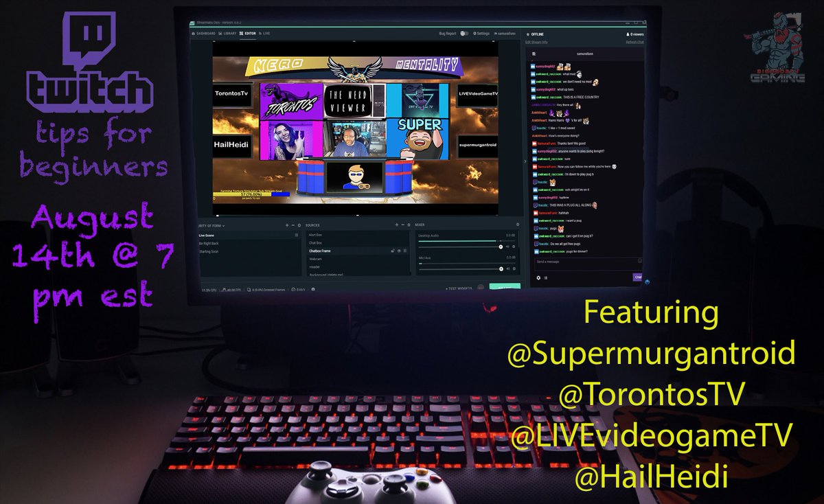 WiseZAURIEL's tweet photo. Tonight Is An Amazing Night On Nerd Mentality Cause We Are Doing "Twitch Tips For Beginners" With Great Guests And Amazing Streamers Like @supermurgantro1 @HailHeidiGaming @LVGTV @ImTorontos.Hope To See You There, We Will Be Answering Viewer Questions Plus There Is Giveaways too https://t.co/s9faLwvlB2