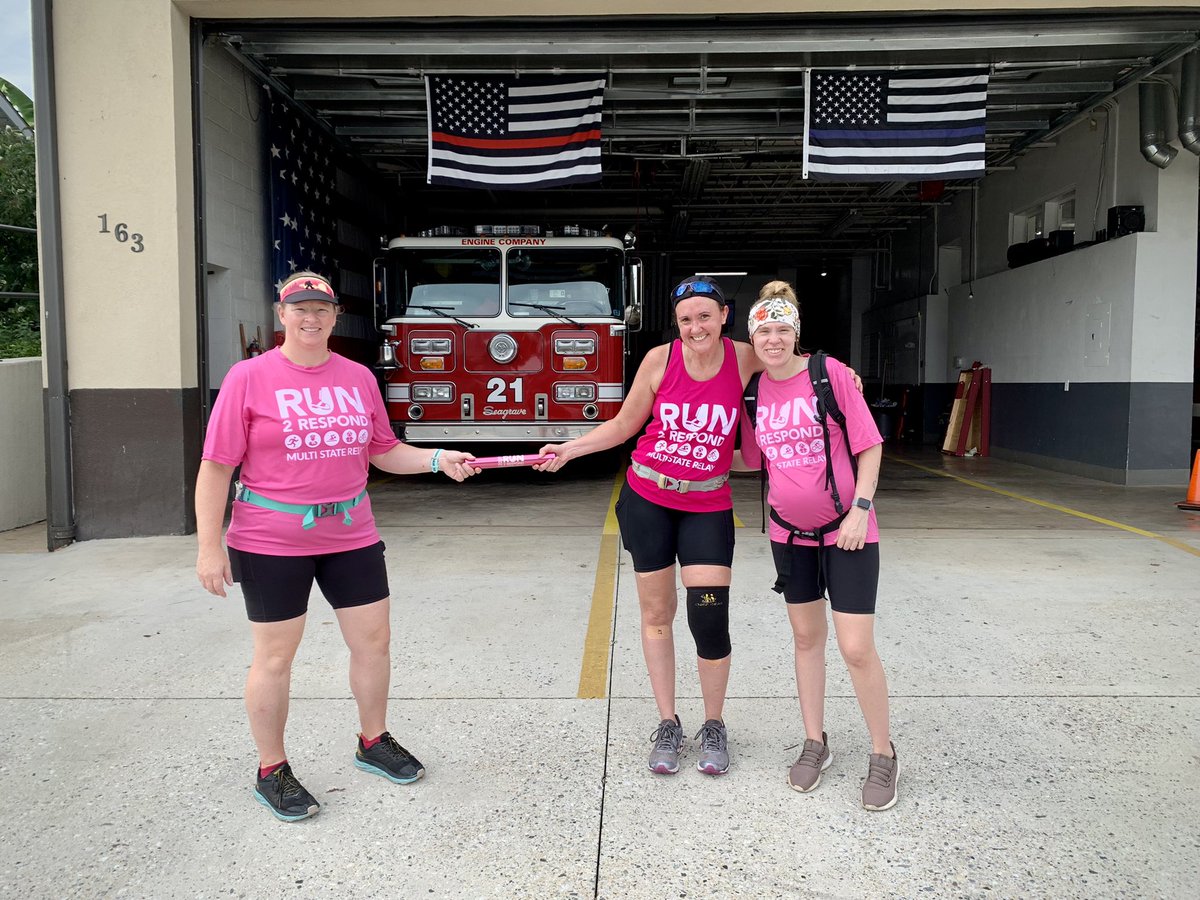 Run2Respond's tweet image. Amy handing off to Jill, stage 155-156. Making our way to the final stage 164!