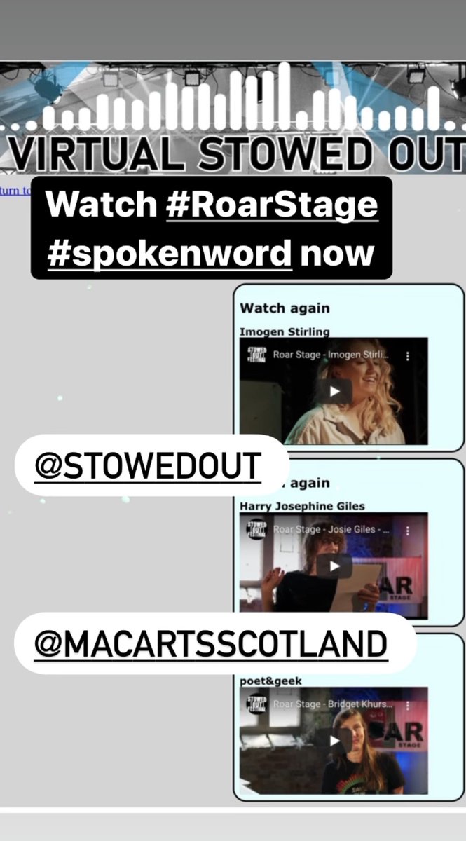 Fabulous #RoarStage #spokenword #livepoetry <a href="/Stowedoutfest/">Stowed Out Festival</a> watch now

<a href="/HJosephineGiles/">Josie Giles</a> <a href="/imogen_stirling/">Imogen Stirling</a> @PoetGeek