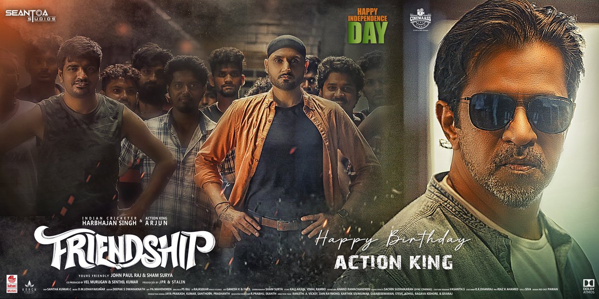 #HBDActionKingArjun Sir😎💥 wishes from #FriendshipMovie ❤️ @harbhajan_singh @akarjunofficial #Losliya @actorsathish @shamsuryastepup @DMUdhayakumar @JSKfilmcorp @santhadop @LahariMusic @RIAZtheboss @CinemaassS