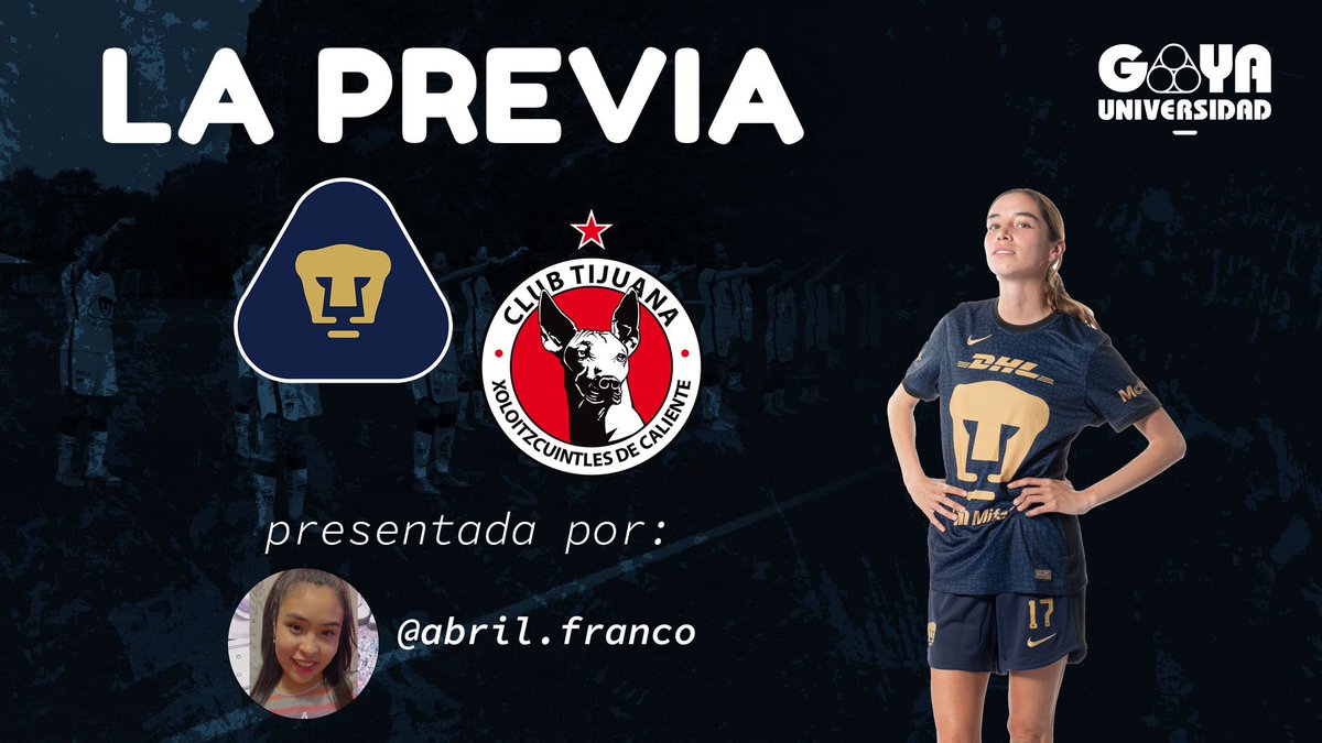 GoooyaPumas's tweet photo. No te pierdas la previa del encuentro  @PumasMXFemenil 🆚 @XolosFemenil que nos trae como siempre @DaniAbrilFR ▶️ https://t.co/IvajxQXDm7 https://t.co/sygDbxMEnY