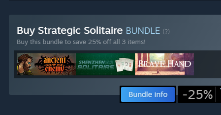 heartshapedgame's tweet photo. Get Ancient Enemy, SHENZHEN SOLITAIRE, and our original card game Brave Hand for 25% of in the Strategic Solitaire Bundle on @Steam. A great way to pass the time this weekend and support #indiegame creators.

https://t.co/2Izuqv8TxD #SteamDeals https://t.co/jf10o2j9xv