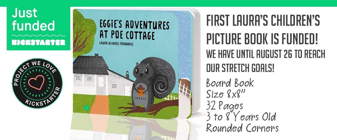 As part of my stretch goals I have the printing of the book in Spanish, and the digital version in Catalan &amp; Spanish. Only 12 more days! Go to the link on my bio and pledge for one of the rewards!
#illustration #childrensillustration #childrensbooks #edgarallanpoe #Kickstarter