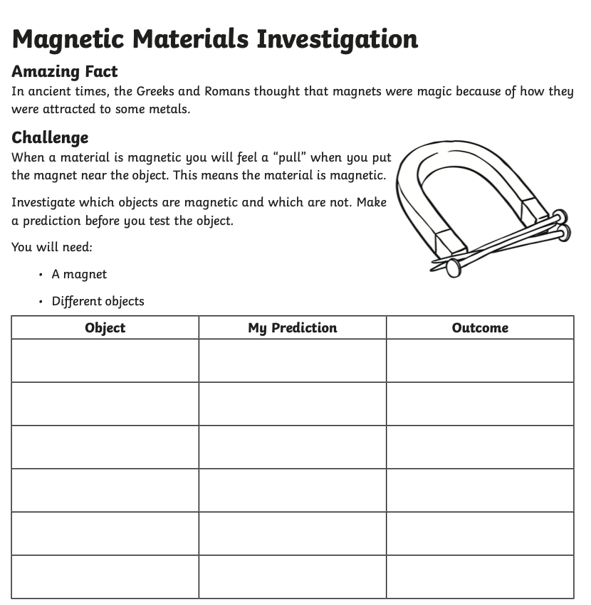 Is it made of iron or steel? Second grade scientists @WES_STREAM want to know ... Magnet Discovery Time!