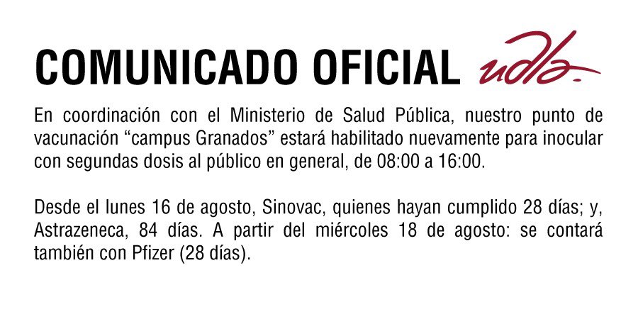 UDLAEcuador's tweet image. #ComunicadoOficial