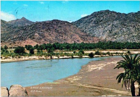najrangd's tweet photo. صورة قديمة لغرب وادي نجران والمرجح انها لمكان
 كوبري السلسلة الحالي على يمين المشاهد زور
 ال الحارث وفي يساره زور وادعه باتجاه الغرب
 جهة السد والموفجة .
#نجران_الان https://t.co/ai0YPh1qH9