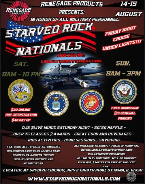 PickUsOttawaIL's tweet photo. You still have one more day to enjoy Starved Rock National car show 8am til 3pm at Sky Dive Chicago!

#pickusottawail #ottawail #enjoyillinois #cars #starvedrockcountry #chicagoland #classiccars #roadtrip #fun https://t.co/zAzIVbj27Y