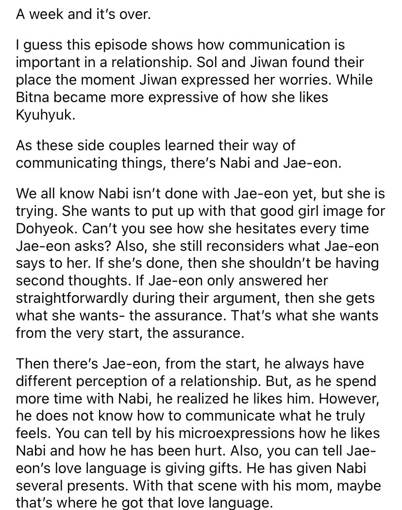 user278__'s tweet photo. Thoughts on #Nevertheless.

TLDR; If Nabi ends up with Jae-eon, I hope they get sincerely communicate their feelings. If Nabi chooses Dohyeok, she’s just as jerk as Jae-eon. Thus, Nabi is better off single. https://t.co/rKpIPsK3l4
