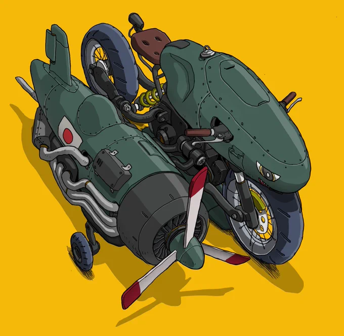 #メカ #イラスト #illustraion 
いろんなメカニズムのバイクを描きました 