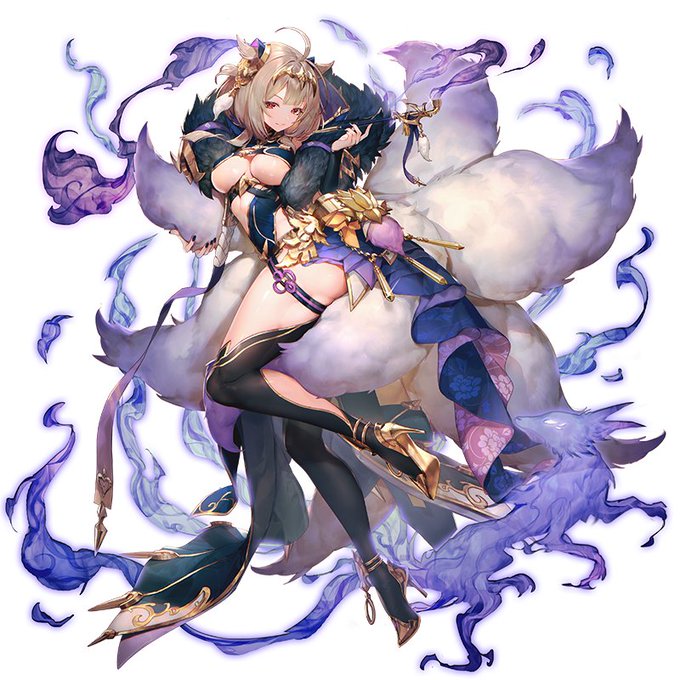 適当に検索していたらいい感じの煙管九尾さん発見幻獣契約クリプトラクトというソシャゲのキャラだそうです#煙管娘 