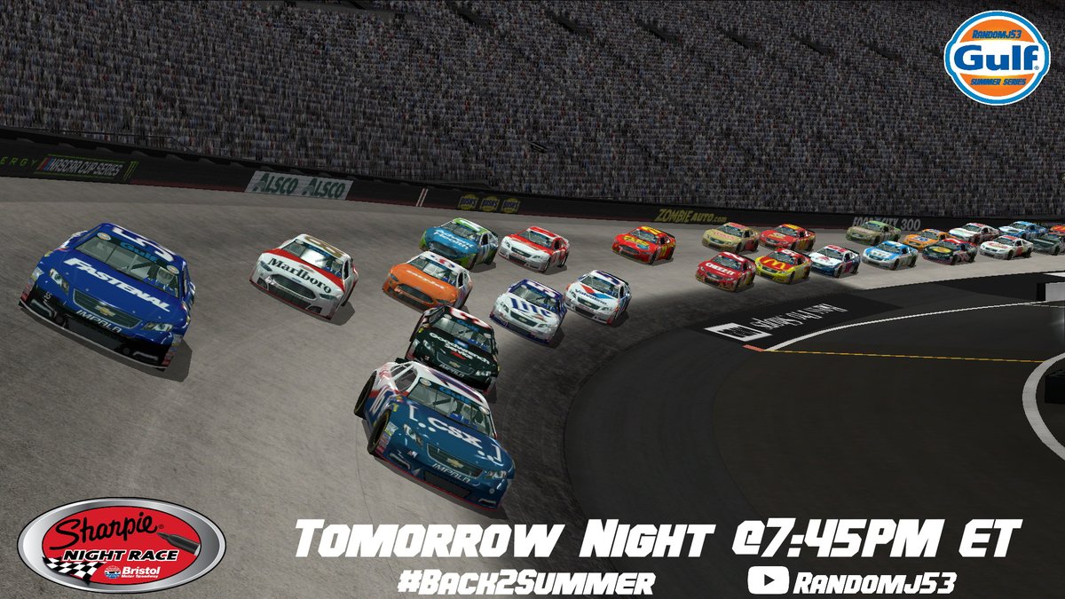 Race 18 from the Bristol Motor Speedway has been delayed to tomorrow at 7:45 PM ET. Once again I'm really sorry for the delay #GSS #GulfSummerSeries #NR2003 #Back2Summer #SharpieNightRace https://t.co/PQONOm4z0L