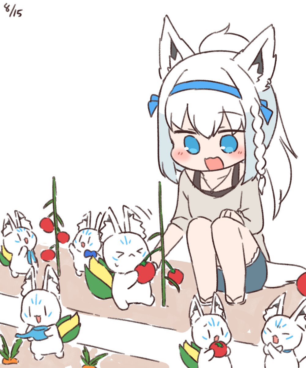 shirakami fubuki 1girl fox girl animal ears fox ears sidelocks white hair braid  illustration images