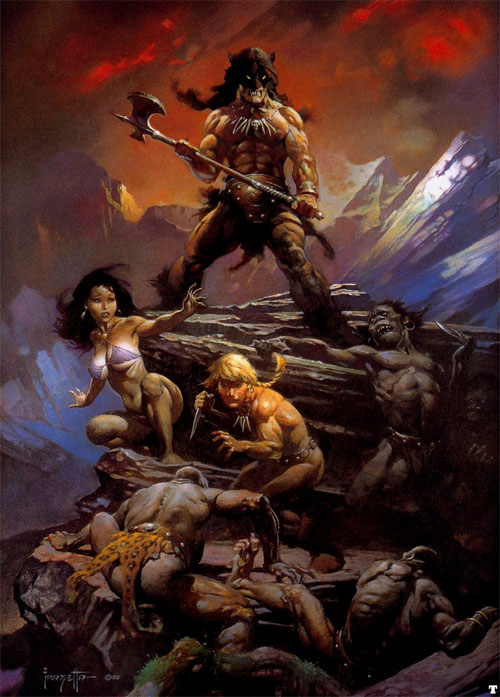 SaffHalfDesigns's tweet photo. My boyfriend is looking to pay to have his human DnD character (and potentially his friends' characters) drawn in a style similar to the classic Frank Frazetta art style shown below. Any digital artists that could do something like this? #DigitalArtist #dungeonsanddragons #dndart https://t.co/IAwQk0XeS3