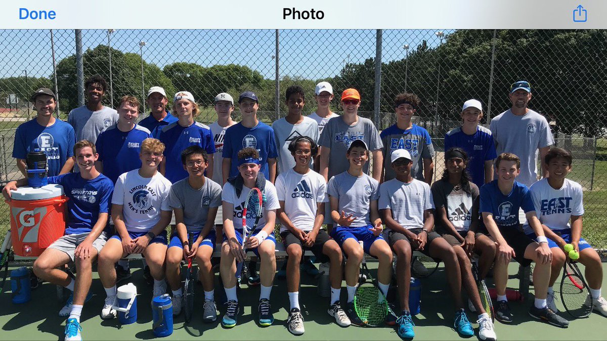 East Boys Tennis Program Inner Squad Triangular!  
Blue-White-Gray fighting it out on the tennis court today!  
A great first step towards having a successful season!  Thanks coaches, parents, and tennis players for making this a fun and special day for everyone!!! Go Spartans 🎾
