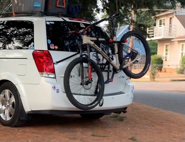 Hey PDX - be on the lookout for this white mazda quest, likely stolen, no plates with this also likely stolen Rocky Mountain. They've already been in some altercations so call it in if spotted
