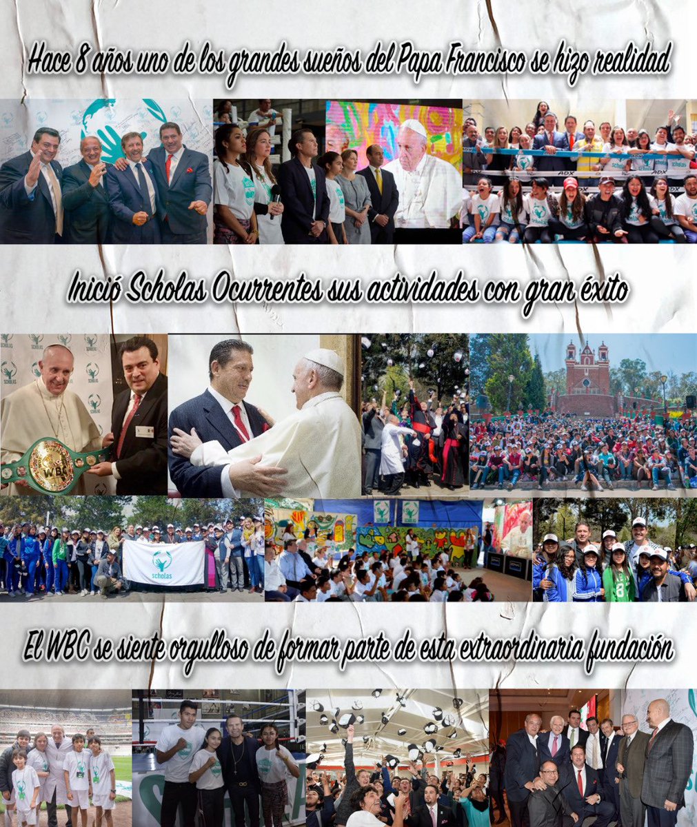 wbcmoro's tweet photo. .@InfoScholas Felicidades @Pontifex @Pontifex_es Scholas Ocurrentes 8 años de cambiar la vida a millones de niños y jóvenes ! Congratulations Pope Francis 8 years educating millions around the world through sports, culture and technology! @WBCBoxing #BoxVal https://t.co/Beg6G996XR