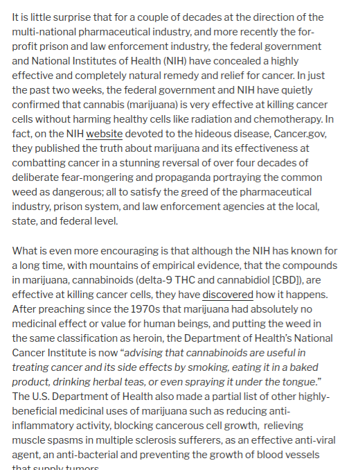 CalebGleitsman's tweet photo. Since 1974 the US government's department of health has known THC kills cancer cells without harming healthy cells like radiation, but only began to tell the public in 2015. https://t.co/Zu9NIj9r6I