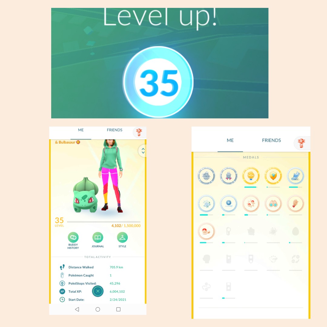 BulbaQuest's tweet image. After 45.298 Pokestop,  I have reached level 35 ❤️💖💞🥰 I only have caugth 1 Pokemon. Non friendship interactions, non raids, no lucky egg 💖❤️💞🥰