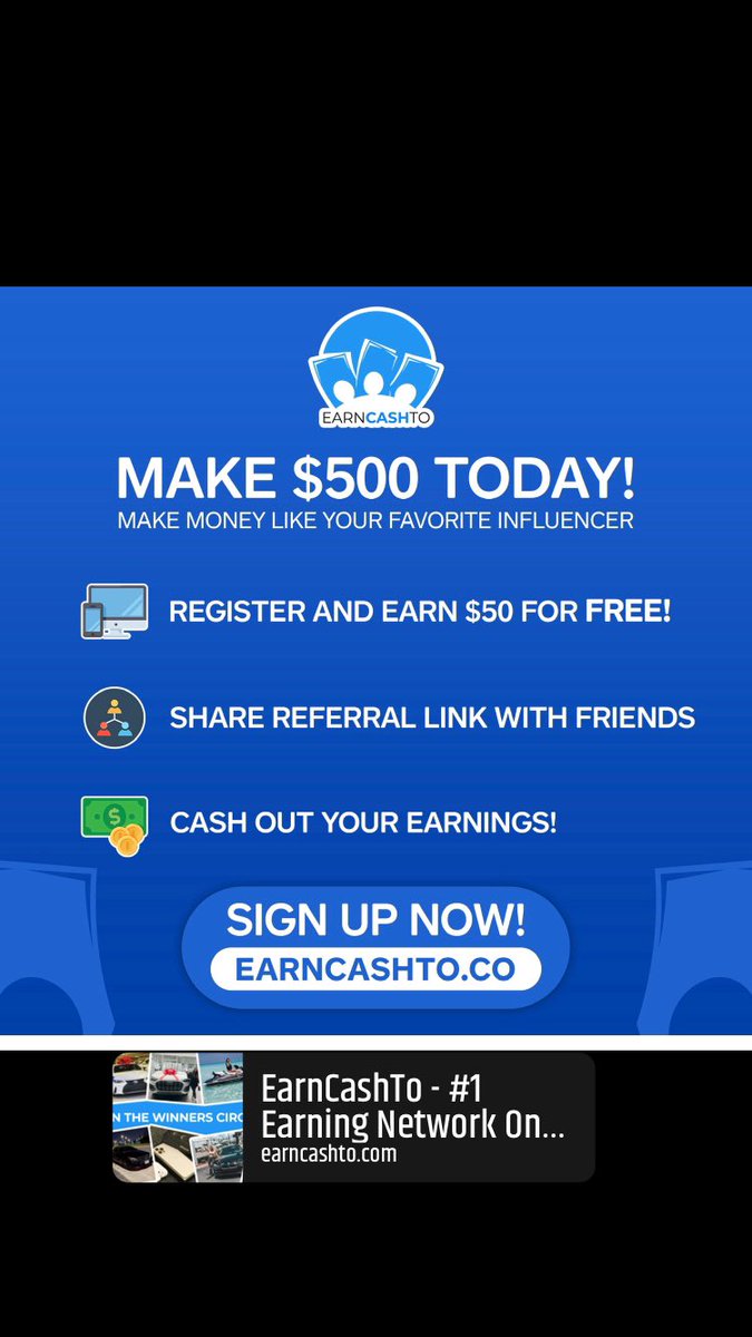tripleE311's tweet photo. Hey I joined a network called EarnCashTo! You get paid for testing out new free apps and posting on social media. Sign up with my link for an instant $25 signup bonus! https://t.co/3kBUP4CeMt