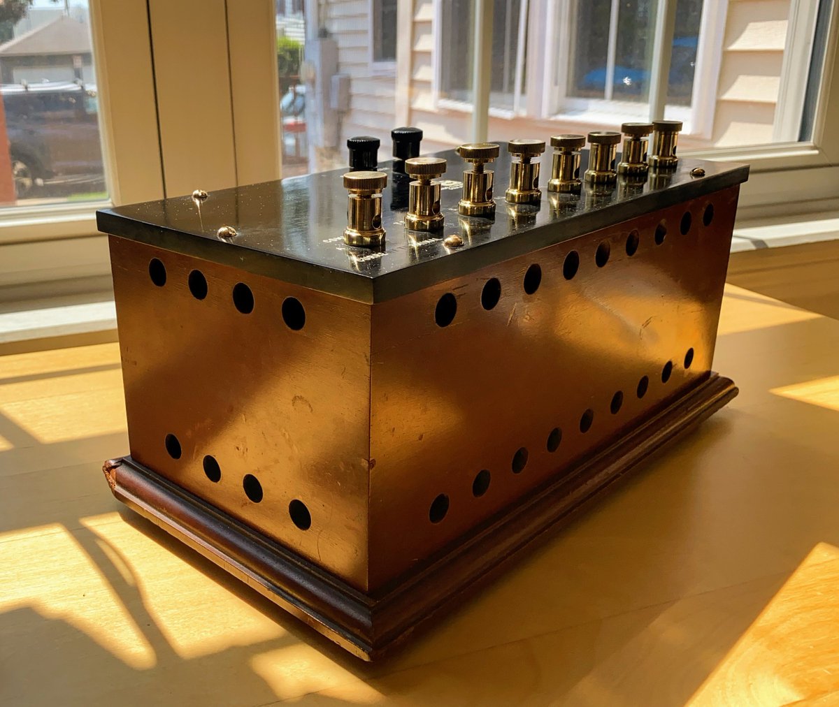 turingsmachine's tweet photo. This Vintage Leeds &amp; Northrup Potentiometer Multi Range Shunt Box Model 4390 is surely among the most beautiful pieces from y #etsy shop: https://t.co/0pO68BqqpK #black #vintage #antique #resistor #electronics #electrical #potentiometer #equipment #steampunk #decor https://t.co/ixcVt2PxKf