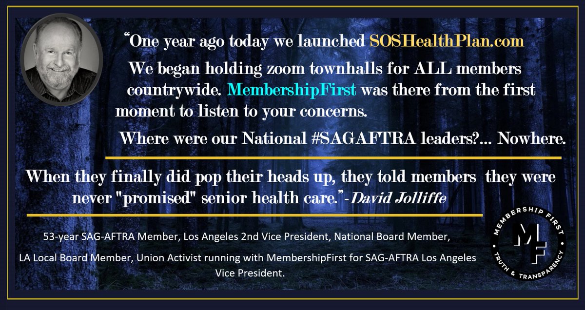 We were there for you...
We will continue to be here for you. 

More information at MembershipFirst.com
& SOSHealthPlan.com 

#SAGAFTRA 
#MembershipFirst 
#SAGAFTRAelection 
#ModineFisher 
#SAGAFTRAmembers