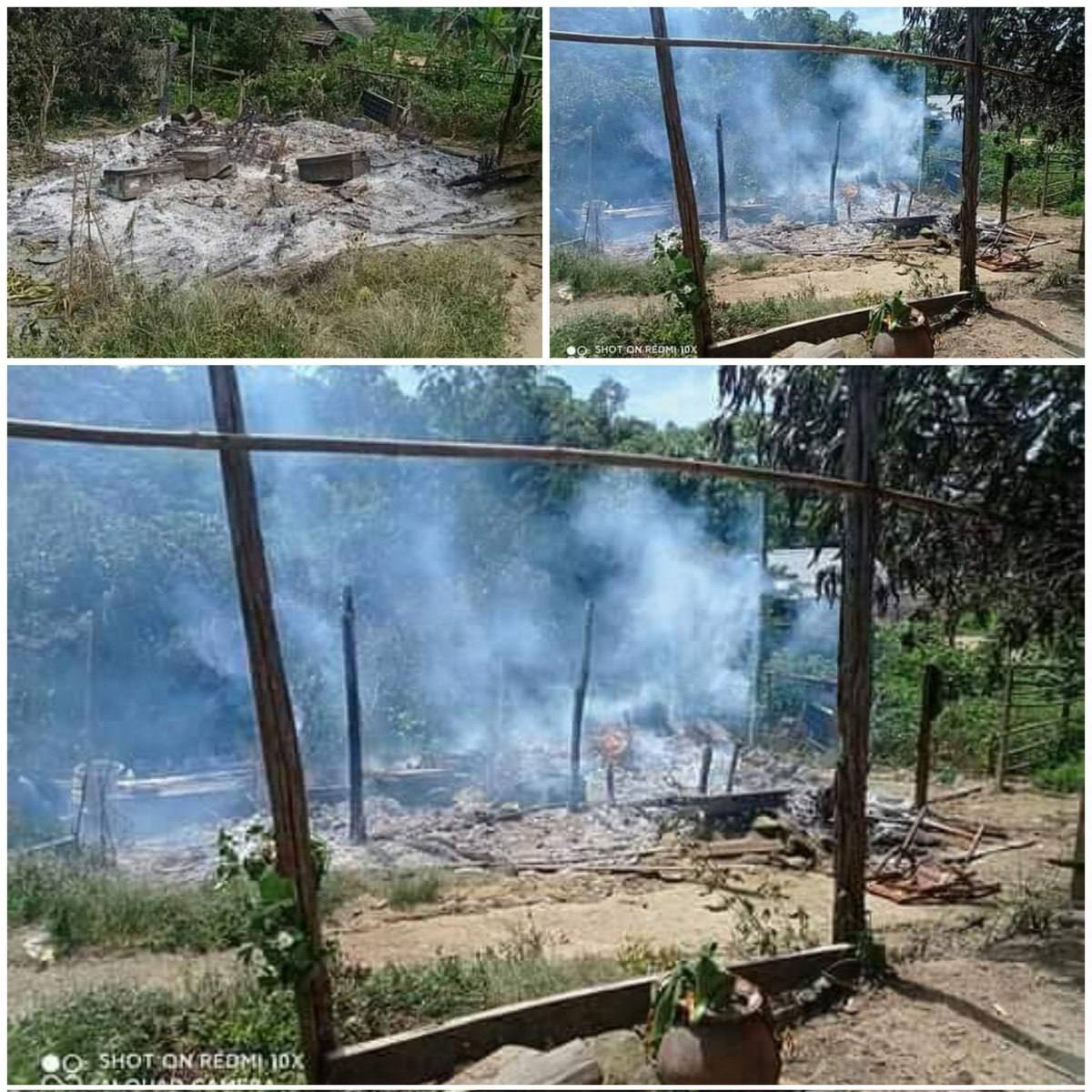 SAC terrorists arbitrarily fired gunshots in Nathtate, Pale Tsp &amp; set civilians’ houses on fire in the morning of Aug 14. Locals had to flee away in fear. #AcceptNUG_RejectMilitary #Aug15Coup #WhatsHappeningInMyanmar