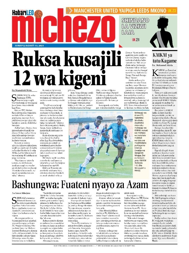 #Taarifabilamipaka 
#MagazetiyaLeo 
Jumapili Agosti 15, 2021

Usikose kuangalia magazeti yakisomwa kupitia YouTube ya Dar24 Media muda mfupi ujao.

Habari Leo