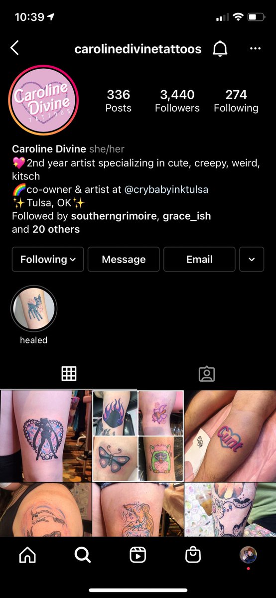 trashyypanda's tweet photo. @sarahschauer I’ve gotten a couple from this gal! she’s carolinedivinetattoos on ig. https://t.co/ICzpXvAHSv