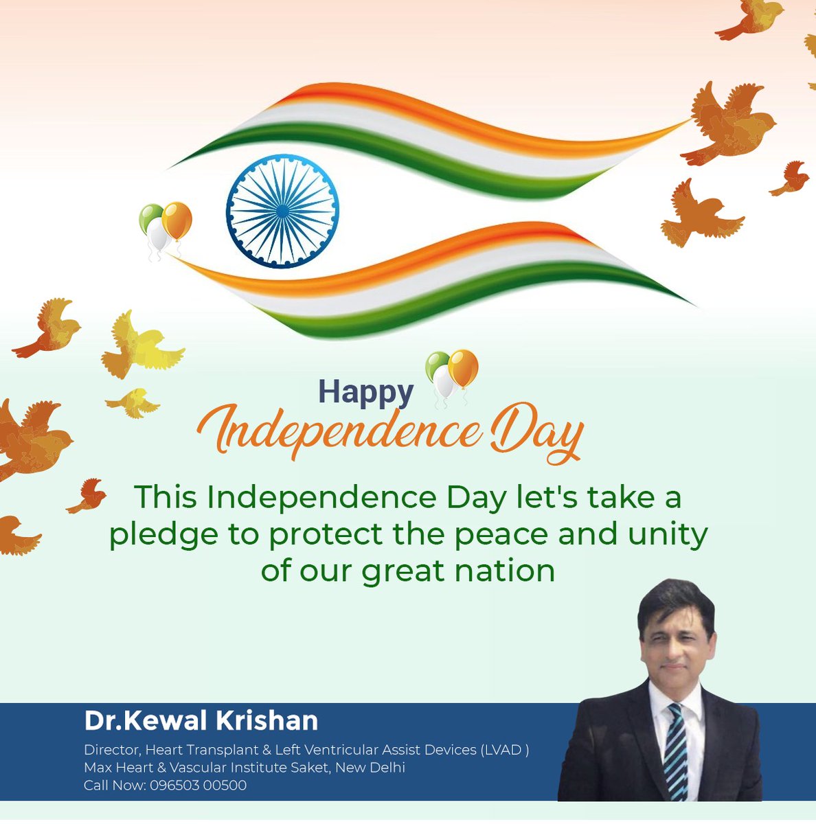 dr_kewalkrishan's tweet photo. May the Indian tricolor always fly high. Sending you warm wishes on the grand occasion of Independence Day!
.
#DrKewalKrishan #IndependenceDay  #IndependenceDay2021  #Independence https://t.co/X9GPgUedBp