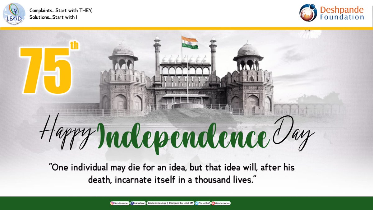 dcseLEAD's tweet photo. Today is a day to feel proud about being a part of this great #Nation. May this spirit of #Freedom leads us all to success & glory in #life. #HappyIndependenceDay2021.
#indiaIndependenceday #IndependenceDay2021 #happyindependenceday #IndianArmy #dfindia #dflead #ProudtobeIndian https://t.co/jUPplrIJD5