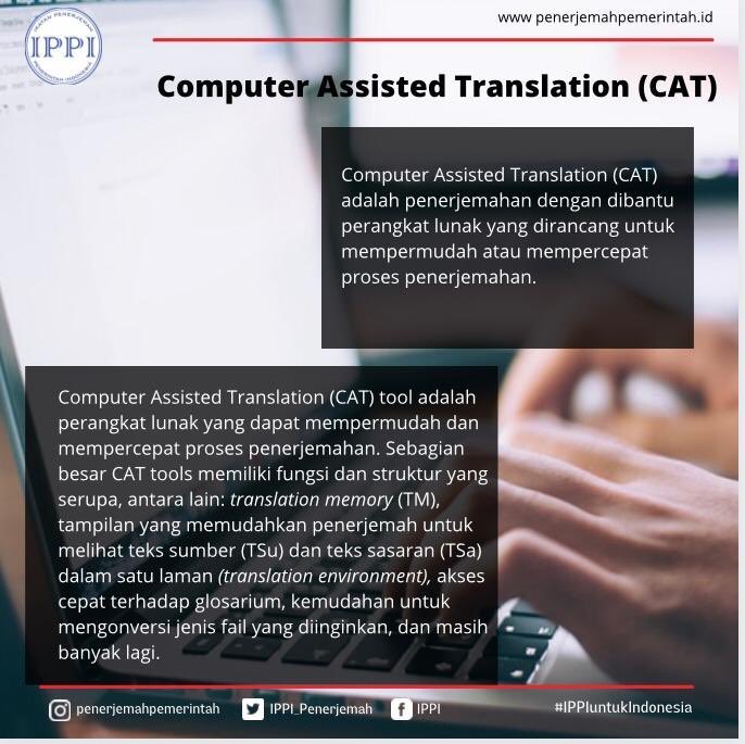 #KawanPenerjemah pernah menggunakan Computer Assisted Translation (CAT) Tools?

Simak pembahasannya di IG @ penerjemahpemerintah > instagram.com/p/CSf3Z_1FSL0/… 

#cattools
#translation
#IPPIuntukIndonesia