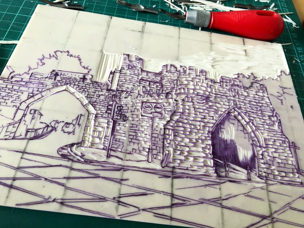 shaunaldo1's tweet photo. Good evening @HandmadeHour just an update on my latest piece of brick work! #walmgatebar #york #allyork #linocut #historicyork #artontwitter #streetsofyork and the early carving stages of my design. https://t.co/wNUL0NiYsk