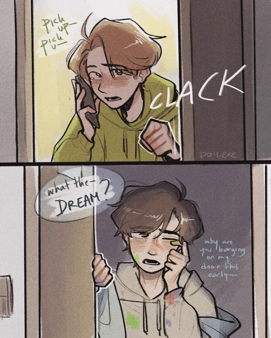 just a normal monday morning ...?based on the post by venterry on tumblr! (on sc)but dnf kinda know each other but not close (..yet)#dreamnotfoundfanart 