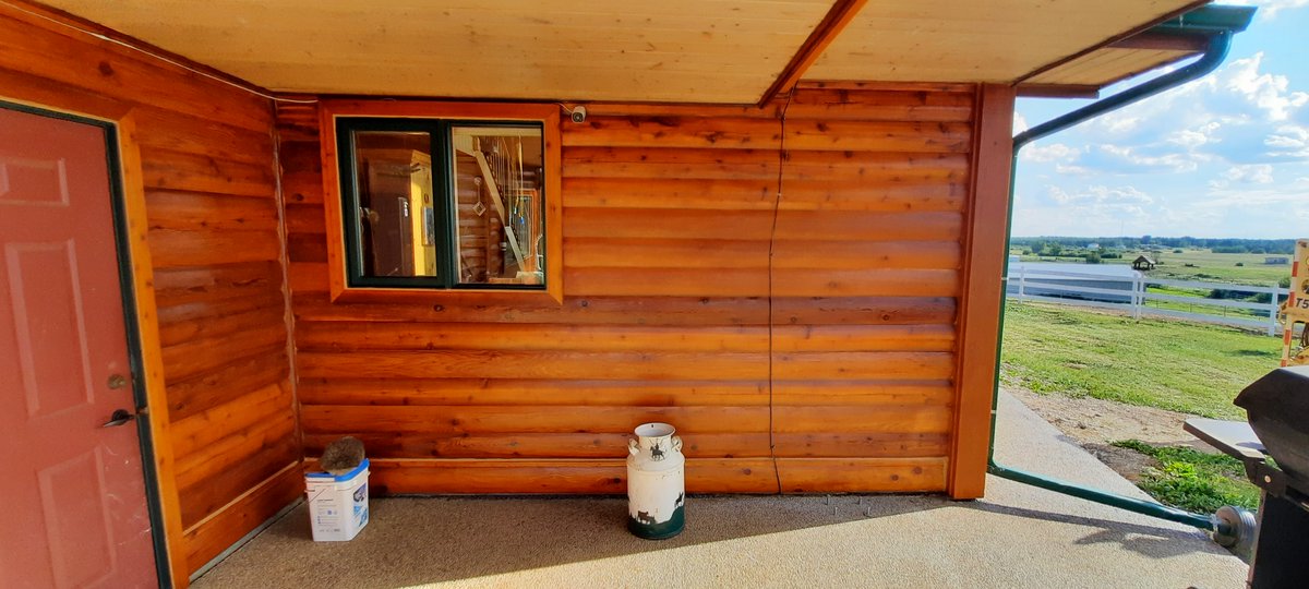 Another beautiful cedar log home refinish from our crew in the Ardrossan area.  #loghome #customloghome #loghomelove #cabinfever #loghomelifestyle