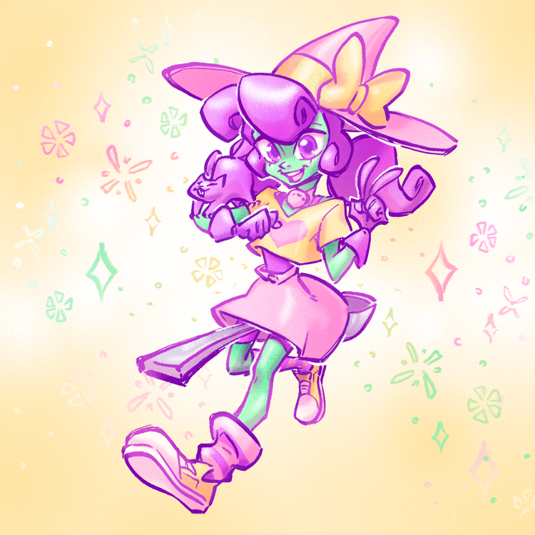 Reilly_E_Leeds's tweet photo. Another warmup, another witch lol Here is Nat and Sam from my friend @chunderfins game that's currently in development, Hazelnut Hex! Be sure to go check out his twitter for some neat stuff! I tried to experiment with the rendering a bit today. #hazelnuthex https://t.co/2tjJxtbVN3