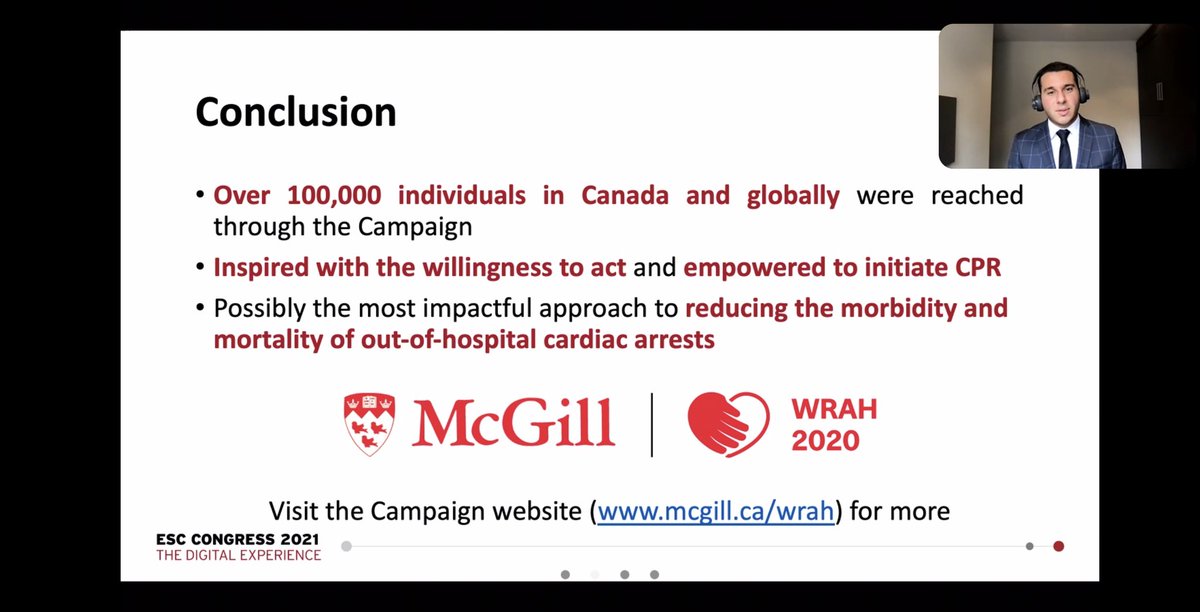 aayshacader's tweet image. #ESCCongress #EScAbstract
Incredible crowd-funded initiative by medical students in 🇨🇦enhance awareness on #cardiacarrest , bystander #CPR via virtual events &amp;amp; online training modules 

🔦#ESCCongress 2021 spotlight is on #suddencardiacarrest