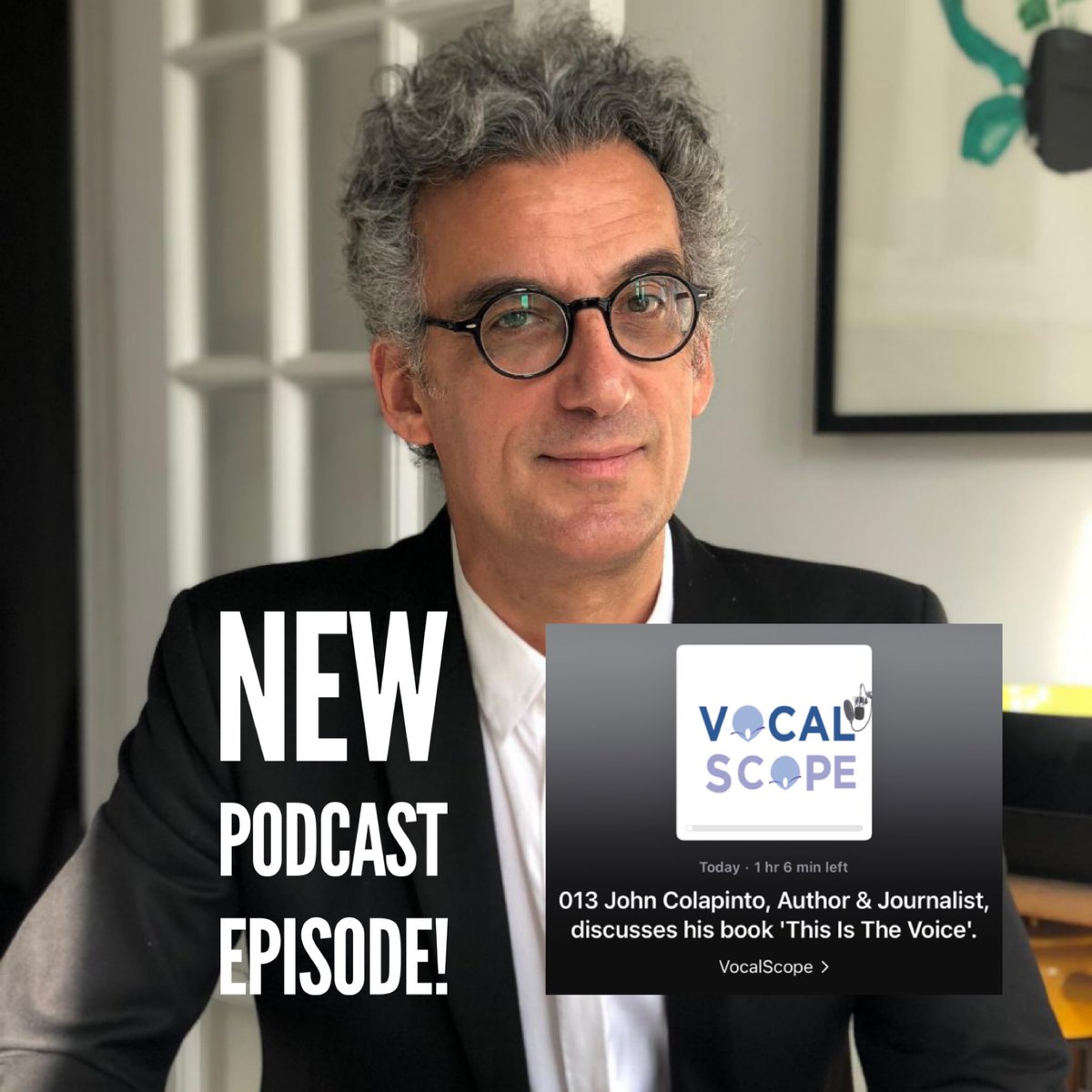 VocalScope's tweet image. NEW VOCALSCOPE PODCAST EPISODE!! 

We kick off Series 3 with Author &amp;amp; Journalist, @JohnColapinto discussing his fascinating book ‘This Is The Voice’ which was published in January 2021. 

John was a fantastic guest. The book is a must read. This episode is a must listen.