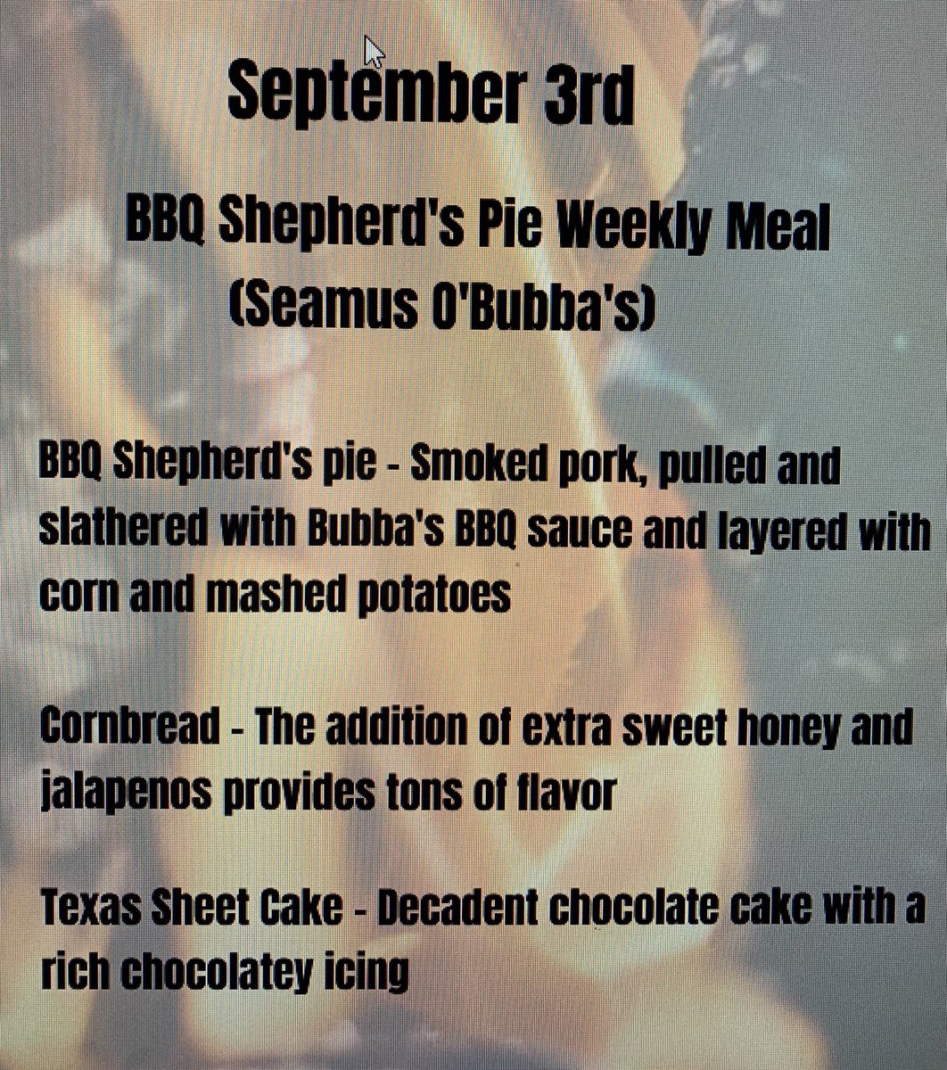 Our weekly meal for this week. Meal feeds 4-6 for $55 and a single is $11. Order by Wednesday at 4pm for Friday pickup or delivery. Pickup is at St. John’s Lutheran Church in Folcroft from 12p-2p. Address is 1500 Glen Avenue but we do the pickups in the parking lot behind church.