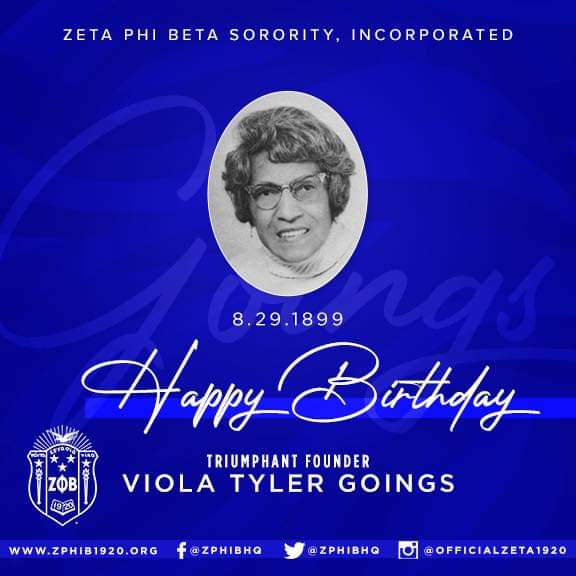 ZetasInEngland's tweet photo. Happy Birthday to our Triumphant Founder Viola Tyler Goings #zetaphibeta #zphib1920 💙💙💙💙💙🕊 https://t.co/4n5k6f0vQV
