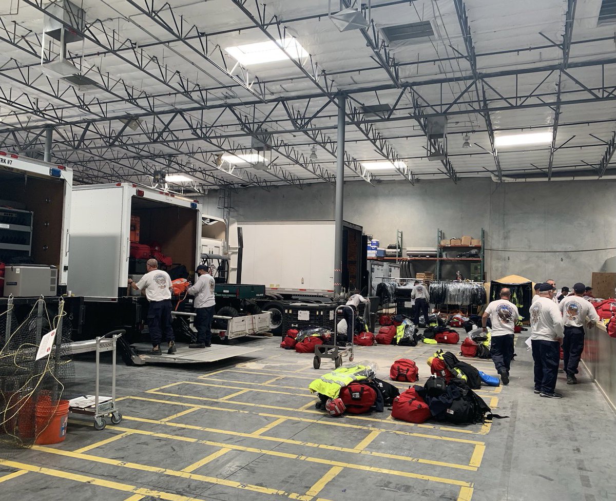 CityOfLasVegas's tweet photo. The Nevada Task Force 1 Urban Search &amp; Rescue Team is preparing to leave for Baton Rouge, LA to assist in the response to Hurricane Ida. 

A 35-member team consists of firefighters from @clarkcountyfd, @lasvegasfd, @hendersonfiredept, @nlvfiredept and other staff. https://t.co/goENYaFcfD
