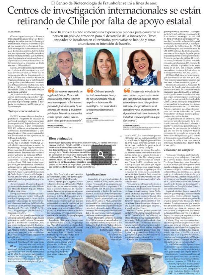 La falta de estrategia país de innovación hará tirar a la basura 10 a 15 años de inversión en equipamiento y capital humano avanzado ... además de una pésima señal a los países que fueron invitados a venir a Chile a aportar a acercar la industria a la ciencia y tecnología ...